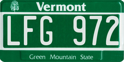 VT license plate LFG972