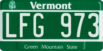 VT license plate LFG973