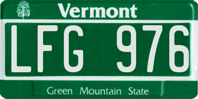 VT license plate LFG976