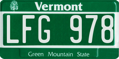 VT license plate LFG978