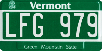 VT license plate LFG979