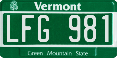 VT license plate LFG981