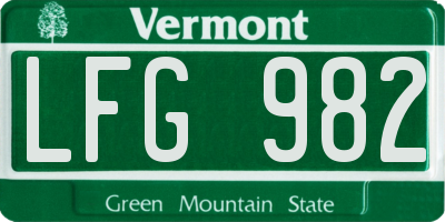 VT license plate LFG982