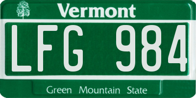 VT license plate LFG984