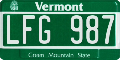 VT license plate LFG987
