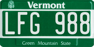 VT license plate LFG988
