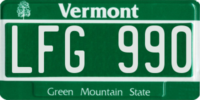 VT license plate LFG990