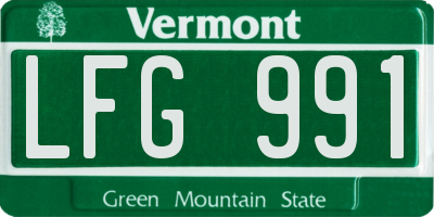 VT license plate LFG991