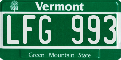 VT license plate LFG993