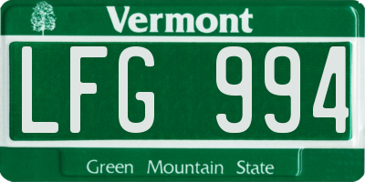 VT license plate LFG994