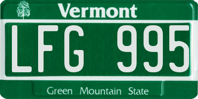 VT license plate LFG995