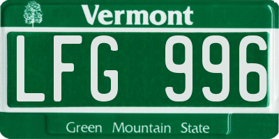 VT license plate LFG996