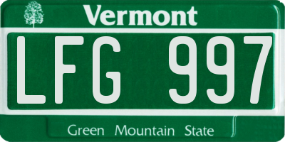 VT license plate LFG997