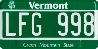 VT license plate LFG998