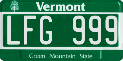 VT license plate LFG999