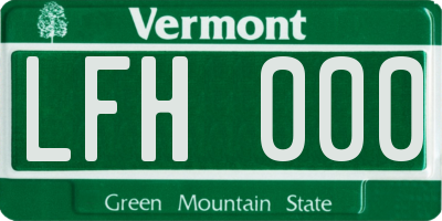 VT license plate LFH000