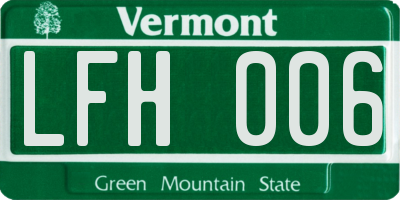 VT license plate LFH006