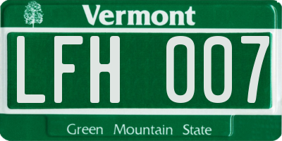 VT license plate LFH007