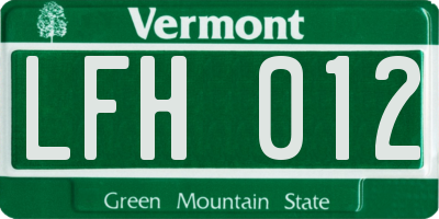 VT license plate LFH012