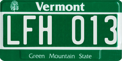 VT license plate LFH013