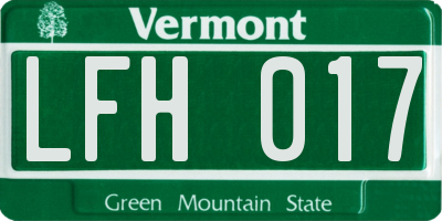 VT license plate LFH017