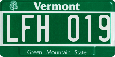 VT license plate LFH019