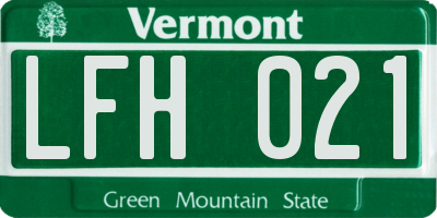 VT license plate LFH021