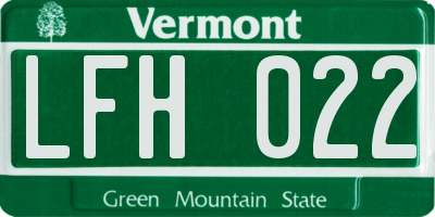 VT license plate LFH022