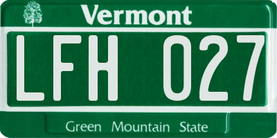 VT license plate LFH027