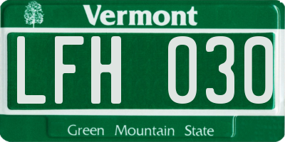 VT license plate LFH030