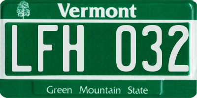 VT license plate LFH032