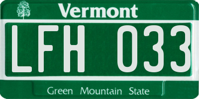 VT license plate LFH033