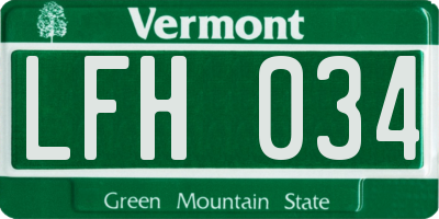 VT license plate LFH034