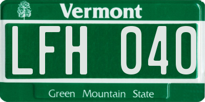 VT license plate LFH040