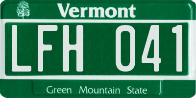 VT license plate LFH041