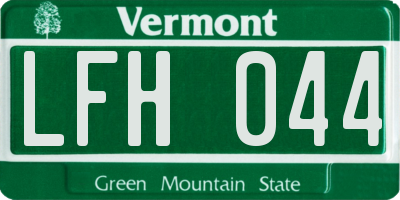 VT license plate LFH044