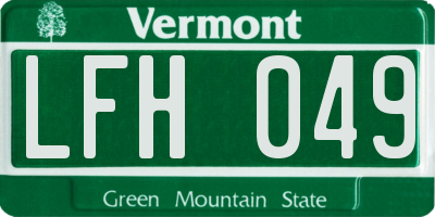 VT license plate LFH049