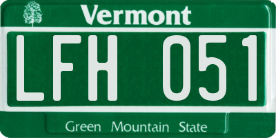 VT license plate LFH051