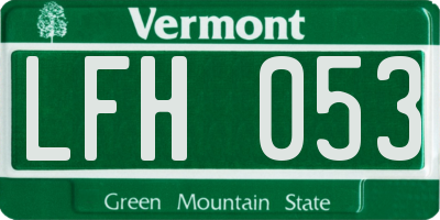 VT license plate LFH053