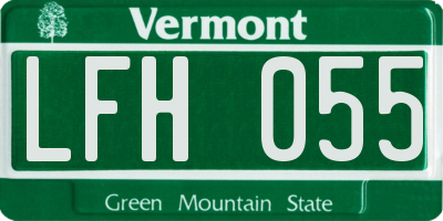 VT license plate LFH055