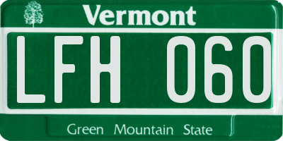 VT license plate LFH060