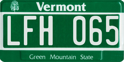 VT license plate LFH065