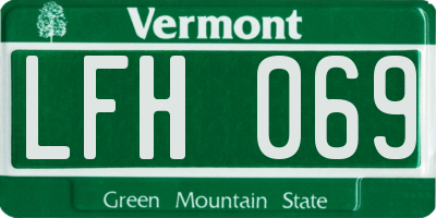 VT license plate LFH069