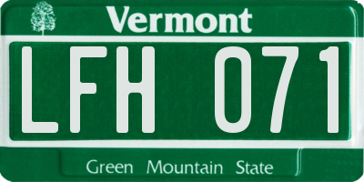 VT license plate LFH071