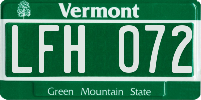 VT license plate LFH072