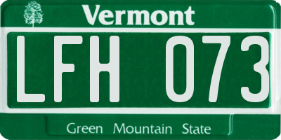 VT license plate LFH073