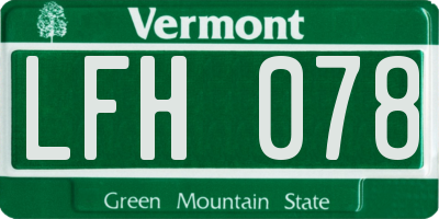 VT license plate LFH078