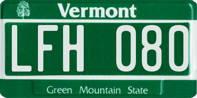 VT license plate LFH080