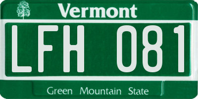 VT license plate LFH081