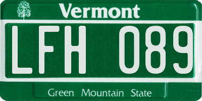 VT license plate LFH089